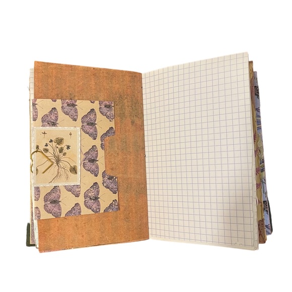 Handmade vintage book journal - slow stitched hand embroidered cover - Picture 5 of 15